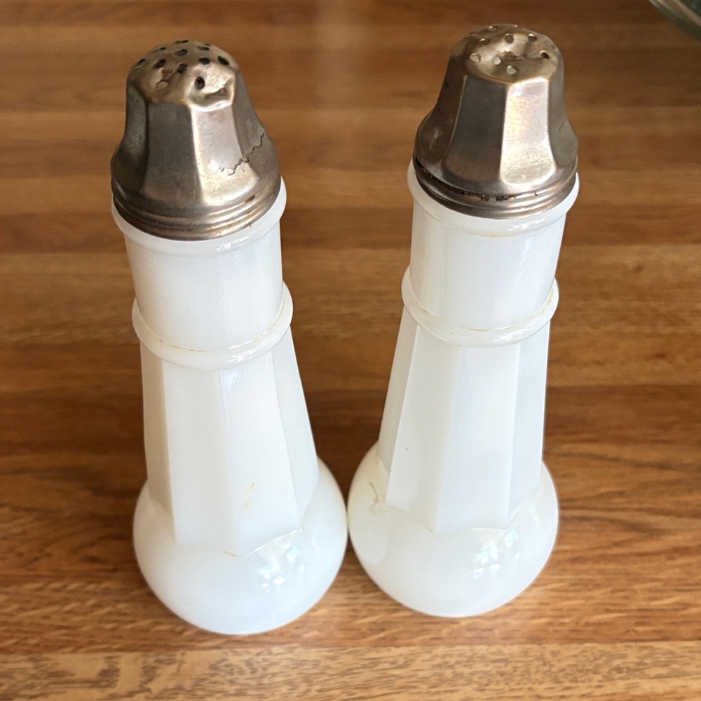 Vintage Milk Glass Salt and Pepper Shakers - White